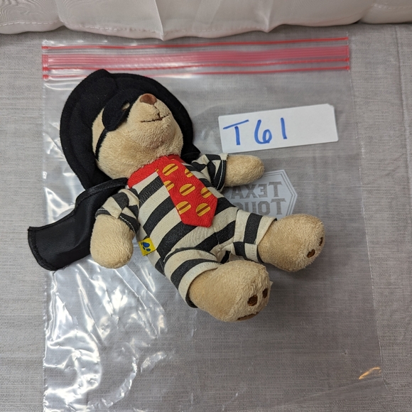 2005 Build A Bear McDonalds Hamburglar Striped Outfit Red Tie Hat Plush Toy 8" - Picture 11 of 11